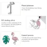 925 sterling sølv øreringe - pink flamingo / grønt blad