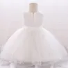 Robe fleurie en dentelle - avec noeud - cristaux - sequins