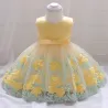 Elegant jentekjole - blomsterchiffon - glidelås - sløyfe