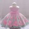Robe fille élégante - mousseline fleurie - fermeture éclair - nœud