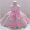 Elegant jentekjole - blomsterchiffon - glidelås - sløyfe