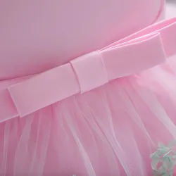 Robe fille élégante - mousseline fleurie - fermeture éclair - nœud