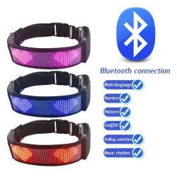 Halsbånd til katter/hunder - LED - Bluetooth - digitalt interaktivt rullelys