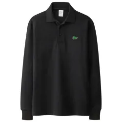 Snygg pikét-shirt - långärmad - broderilogotyp - bomull