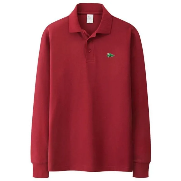CamisetasElegante camiseta polo - manga larga - logo bordado - algodón