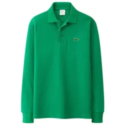 Snygg pikét-shirt - långärmad - broderilogotyp - bomull