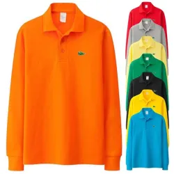 Stilig polo-t-skjorte - lange ermer - broderilogo - bomull