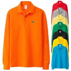 Stylisches Polo-T-Shirt - Langarm - Sticklogo - Baumwolle