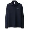 Snygg pikét-shirt - långärmad - broderilogotyp - bomull