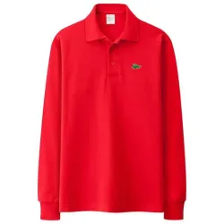 Stilfuld polo t-shirt - langærmet - broderi logo - bomuld