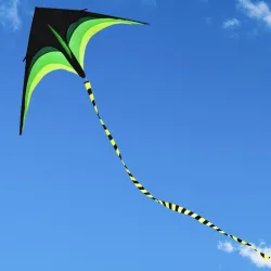 Super grand cerf-volant - noir - vert - avec ligne - 160 cm