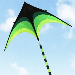 Super stor drage - sort - grøn - med streg - 160 cm