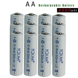 Baterías12V Ni-MH 3000mAh 2A recargable - pila AA -10 piezas