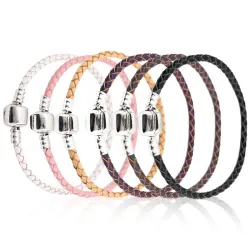Pulseira de couro - com talão de metal - fivela magnética