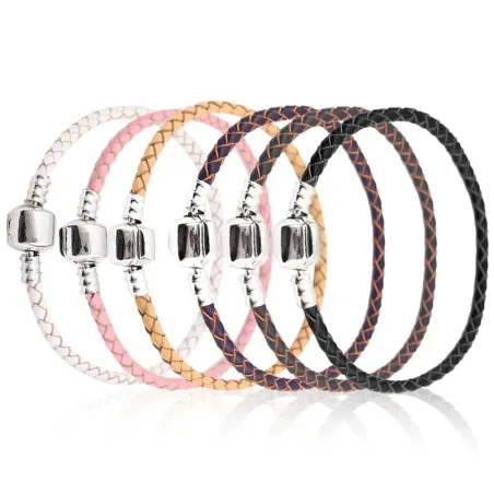 PulseraPulsera de cuero - con abalorio de metal - hebilla magnética