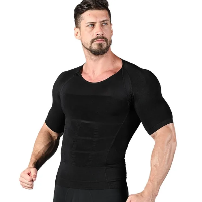 Slankende t-shirt til mænd - kortærmet - kompression - body-shaper