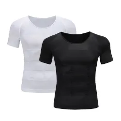Slankende t-shirt til mænd - kortærmet - kompression - body-shaper