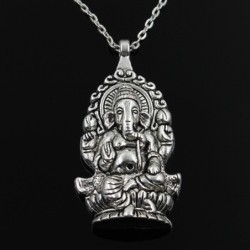 Ganesha Buddha Elephant hänge - silverhalsband
