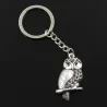 Porte-clés hibou argenté vintage