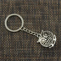 Vintage silver nyckelring - gren stående uggla