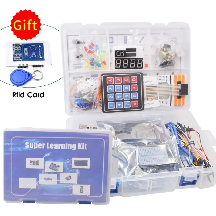 Kit de démarrage amélioré-pour Arduino R3 CH340-R3 Breadboard/moteur pas à pas/SG90 Servo/1602 LCD/fil de raccordement