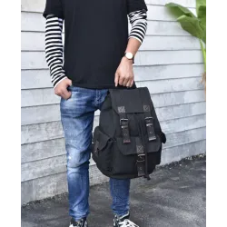 Stor kapacitet canvas rygsæk - unisex
