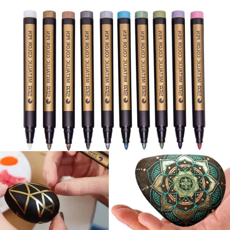 Pennarelli metallici - penne permanenti - 10 pezzi