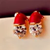 Boucles d'oreilles bonnet de Noel - avec zircon cristal