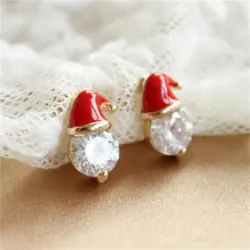 AretesPendientes gorro de Papá Noel - con circonitas de cristal