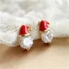 AretesPendientes gorro de Papá Noel - con circonitas de cristal