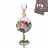 Vintage glass parfymeflaske - rosa roser mønster - 7 ml