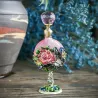 Vintage glass perfume bottle - pink roses pattern - 7 mlPerfumes