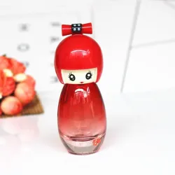 Parfymflaska i glas - tom behållare - docka / flickdesign - med atomizer - 20 ml - 5 stycken