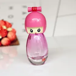 Parfymflaska i glas - tom behållare - docka / flickdesign - med atomizer - 20 ml - 5 stycken