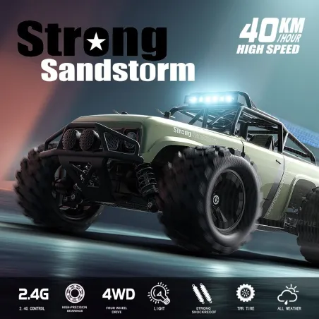 RC offroad lastebil - fjernkontroll - batteri - LED frontlykter - 4WD - 40km/t