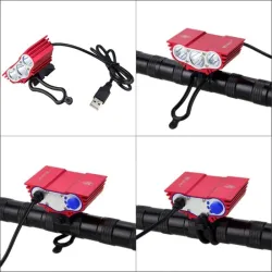 3XT6 - 5V USB - éclairage de vélo LED - lampe avant - étanche
