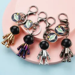Acrylique robot astronaute / planètes - porte-clés