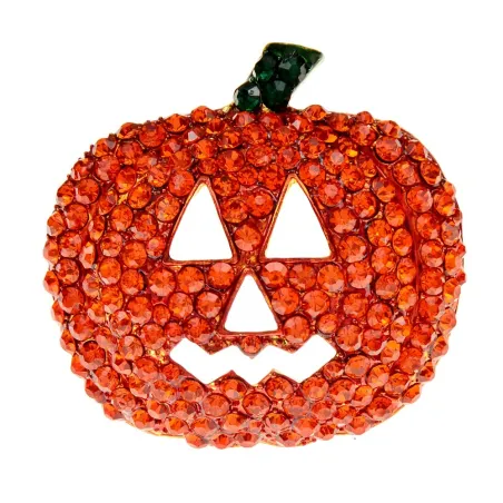 BrochesBroche de calabaza de Halloween de cristal