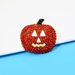 BrochesBroche de calabaza de Halloween de cristal