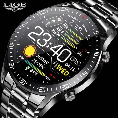 LIGE - sportowy Smart Watch - Android - IOS - tętno - ciśnienie krwi - wodoodpornyInteligentne zużycie