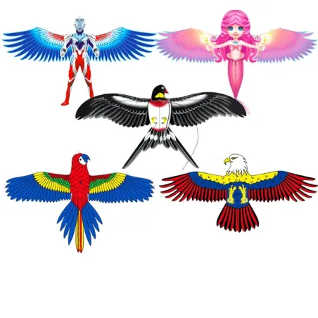 CometaMini cometa - plegable - con hilo - sirena - águila - loro - robot