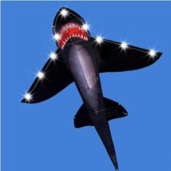 Cerf-volant requin noir - avec lumières LED