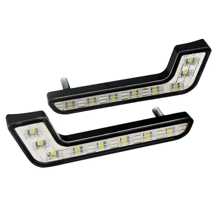 Feux de jour de voiture de type L - super lumineux - fonction marche/arrêt - étanche - LED - 2 pièces