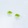 Små gröna blad örhängen - silverpläterade