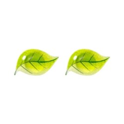 Orecchini a bottone con piccole foglie verdi - placcati argento