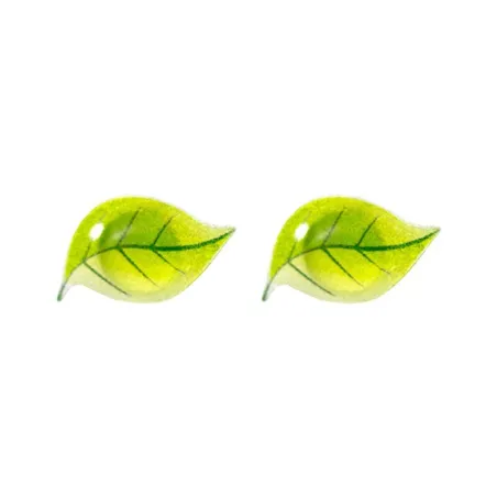 Brincos pequenos de folhas verdes - banhado a prata
