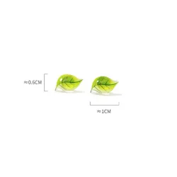 Små grønne blader øredobber - sølvbelagt