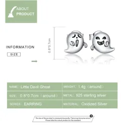 Boucles d'oreilles petit diable / fantôme - argent sterling 925