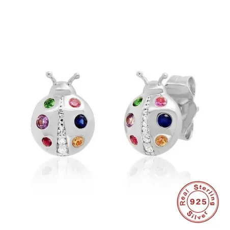 Krystal mariehøns øreringe - 925 sterling sølv