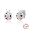 AretesPendientes mariquitas de cristal - plata de ley 925